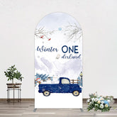 Lofaris Snowy Mountain Truck Winter Onederland Arch Backdrop